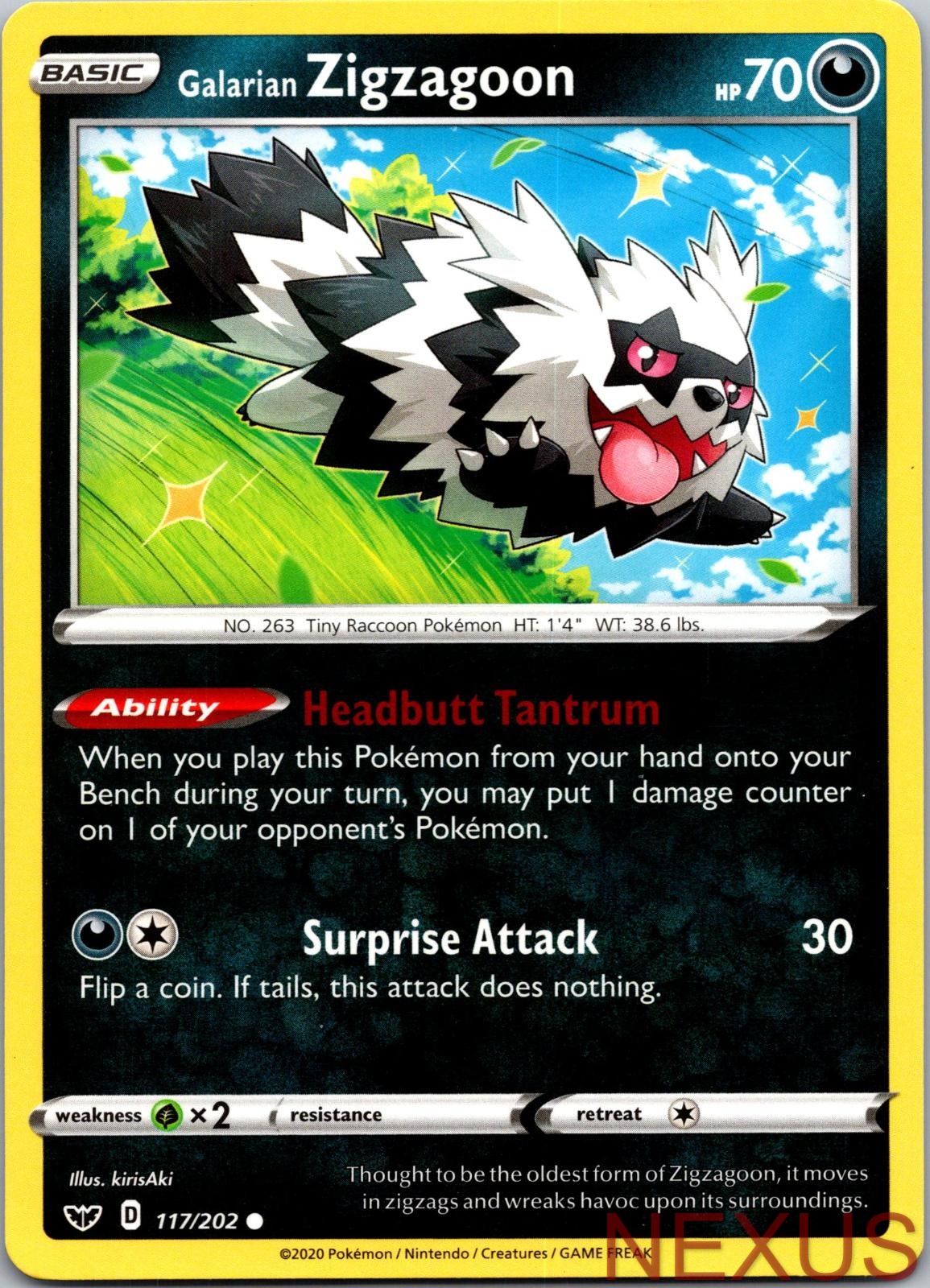 Galarian Zigzagoon 117/202 Common Holo Near Mint