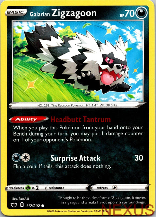 Galarian Zigzagoon 117/202 Common Holo Near Mint