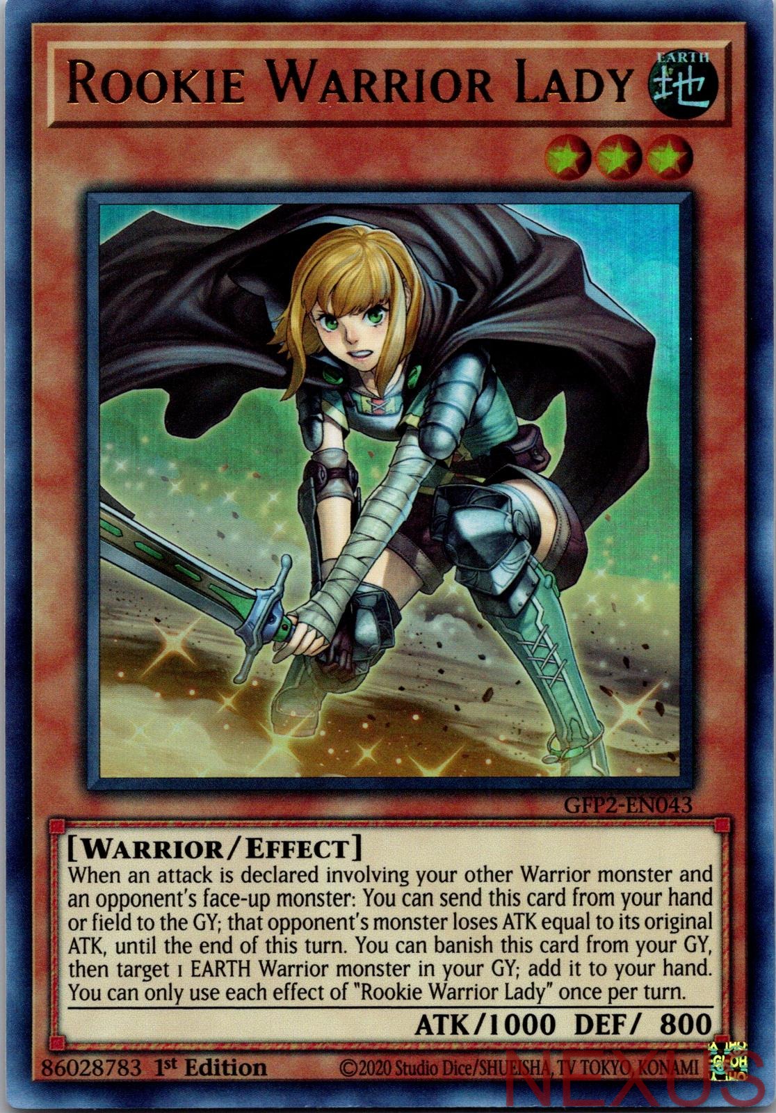 Rookie Warrior Lady GFP2-EN043 Ultra Rare 1st Edition Near Mint