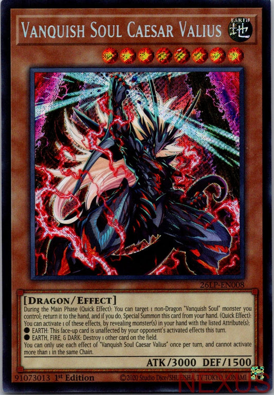 Vanquish Soul Caesar Valius (Secret Rare) 26LP-EN008 Secret Rare 1st Edition NM