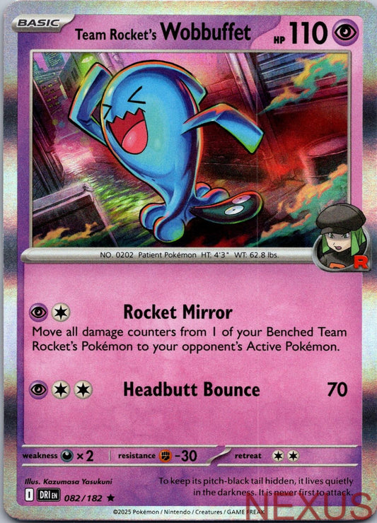 Team Rocket's Wobbuffet 082/182 Rare Holo Near Mint