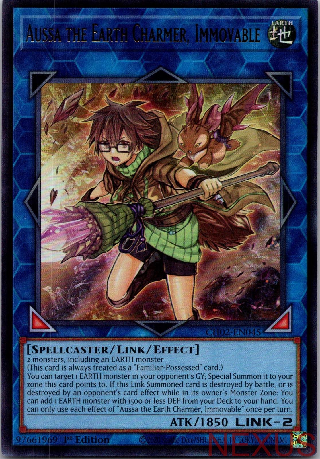 Aussa the Earth Charmer, Immovable CH02-EN045 Ultra Rare 1st Edition Near Mint