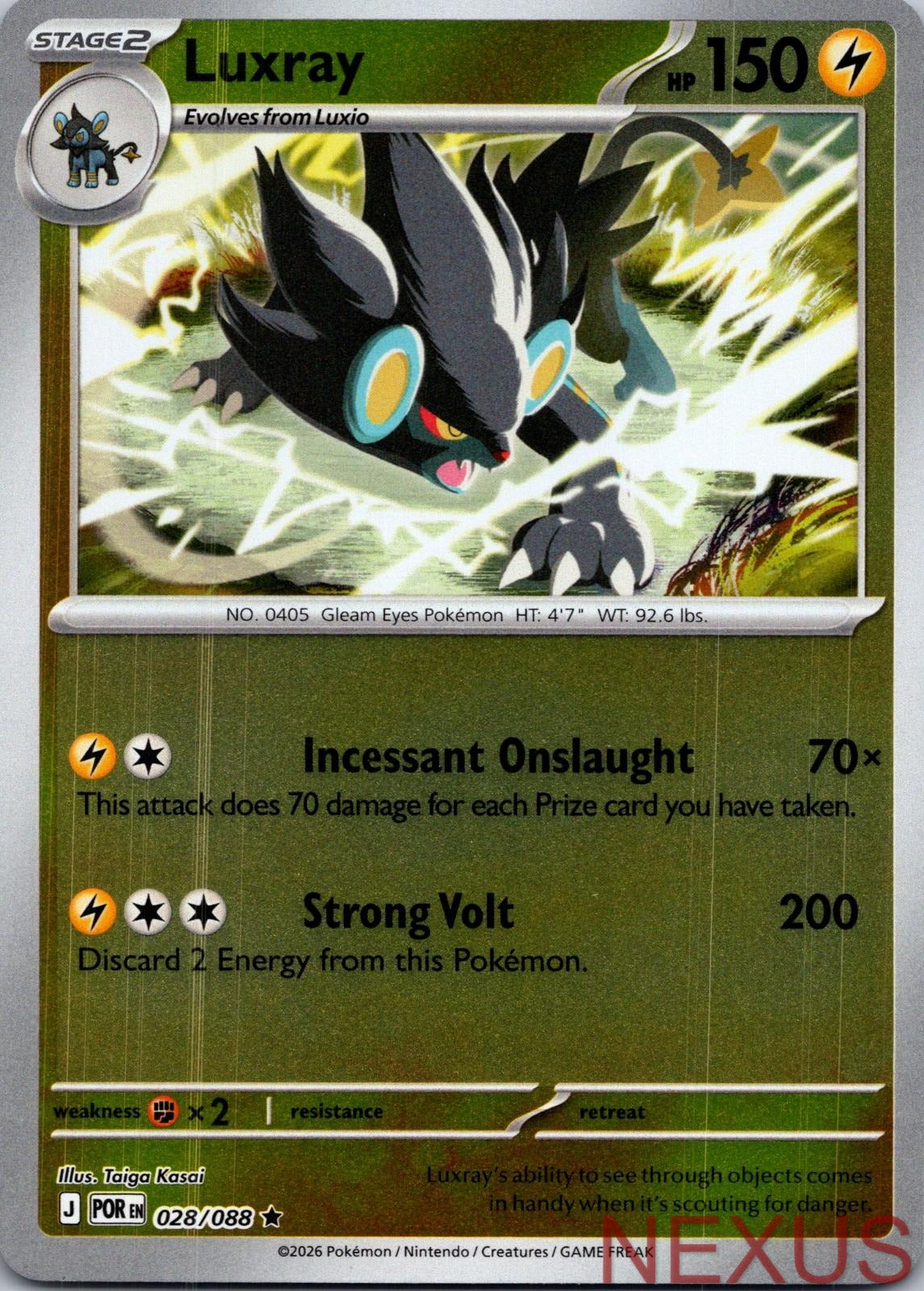 Luxray 028/088 Rare Reverse Holo Near Mint