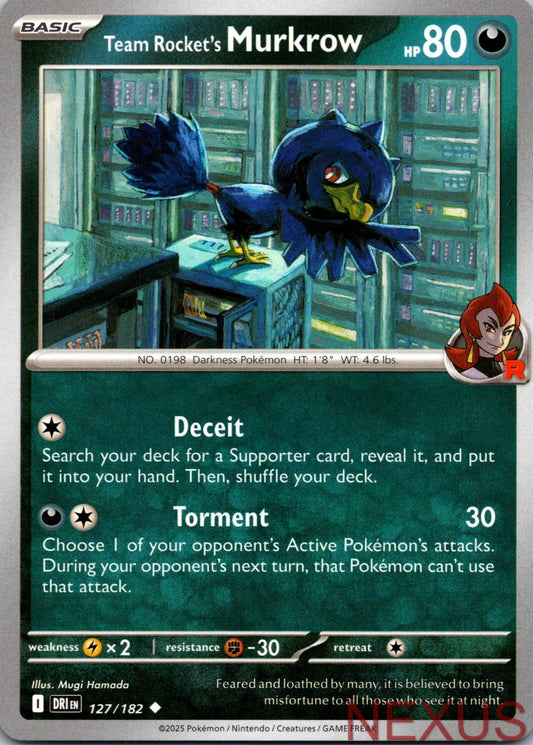 Team Rocket's Murkrow 127/182 Uncommon Near Mint