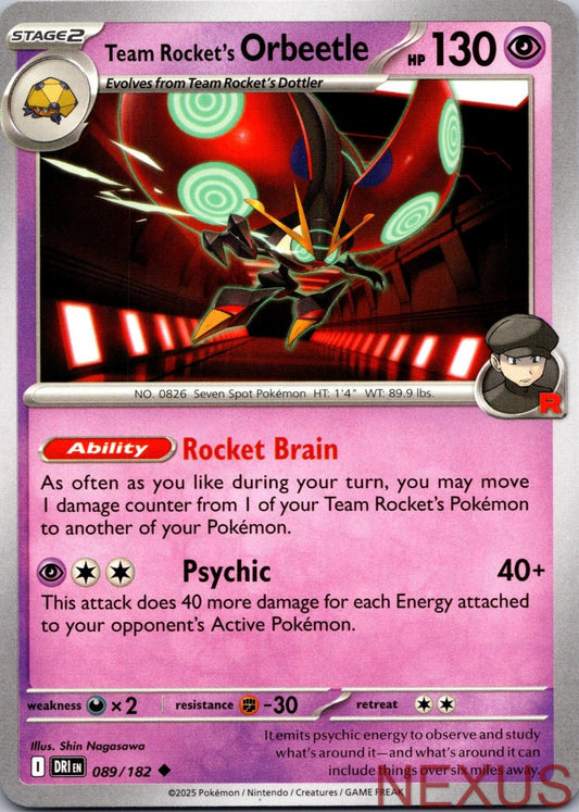 Team Rocket's Orbeetle 089/182 Uncommon Near Mint
