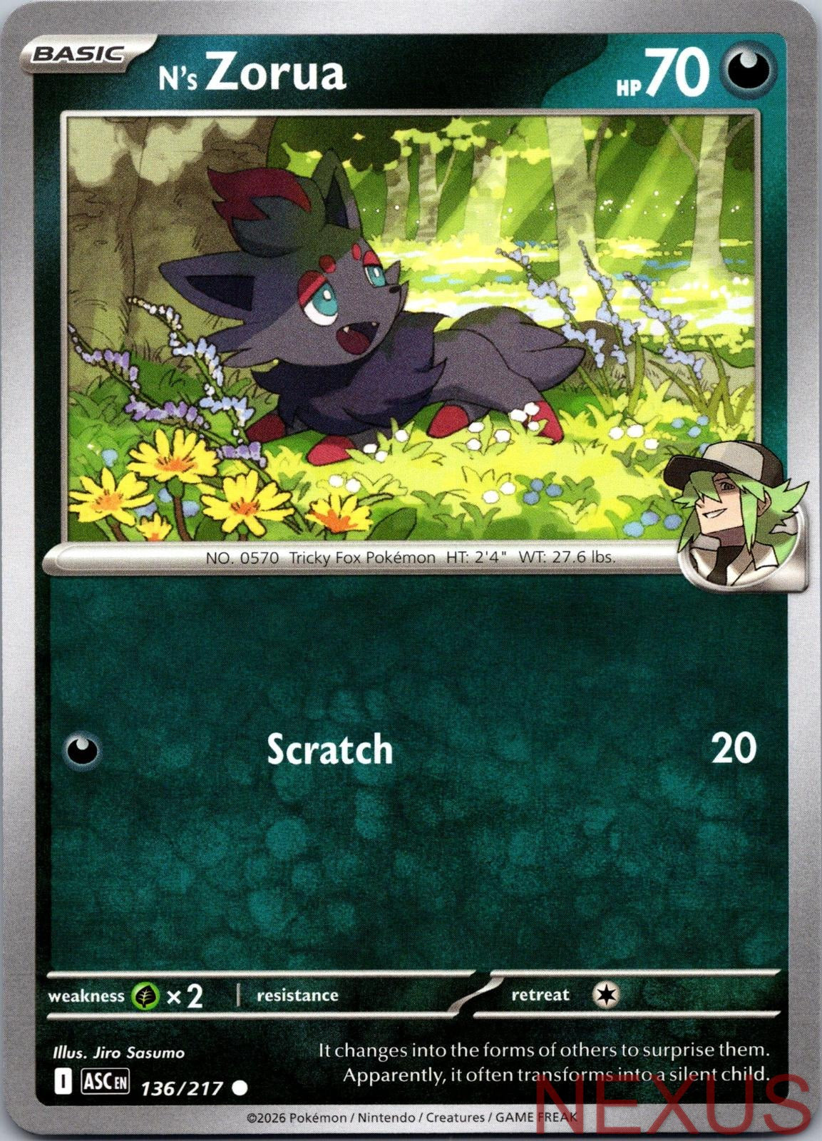 N's Zorua 136/217 Common Near Mint