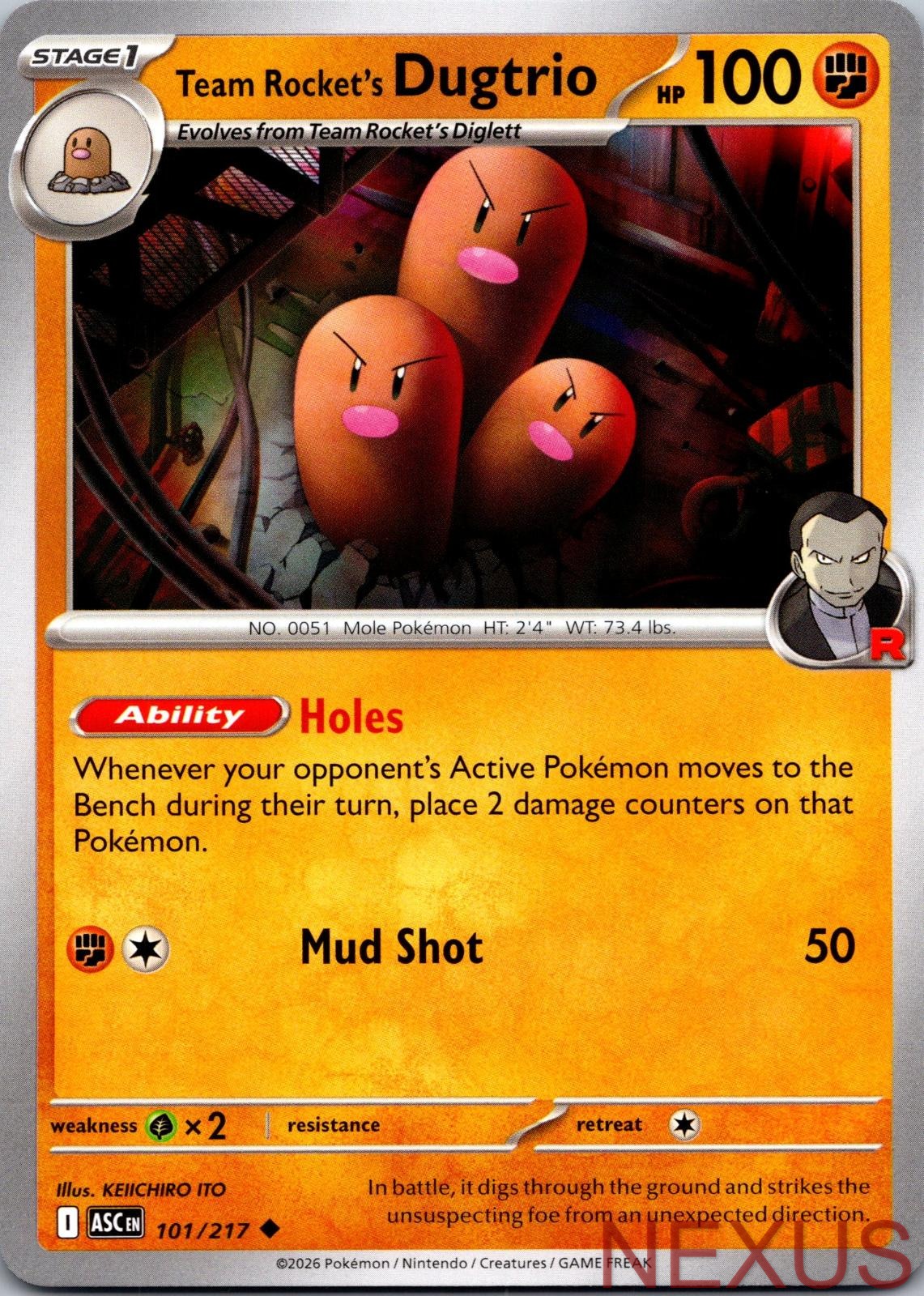 Team Rocket's Dugtrio 101/217 Uncommon Near Mint