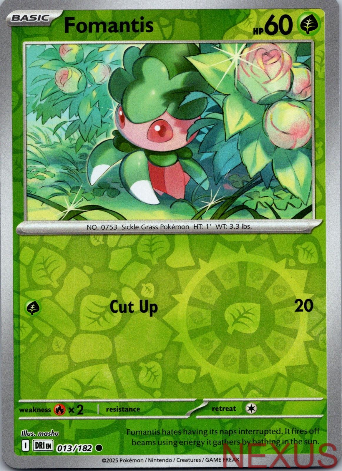 Fomantis 013/182 Common Reverse Holo Near Mint