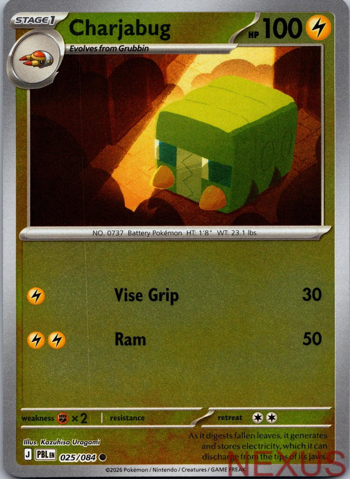 Charjabug 025/084 Common Reverse Holo Near Mint