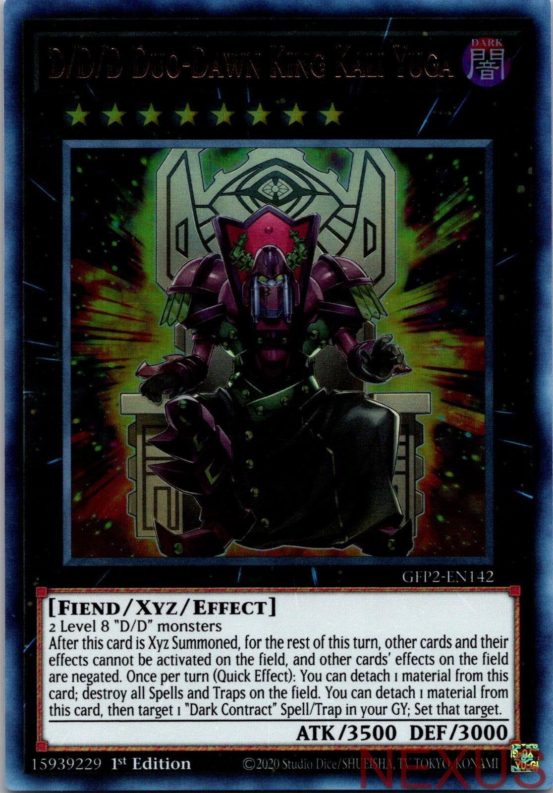 D/D/D Duo-Dawn King Kali Yuga GFP2-EN142 1st Edition NM