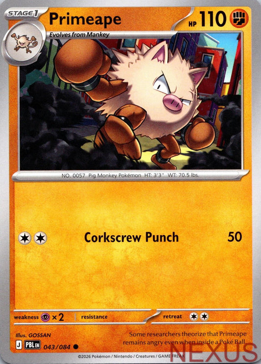 Primeape 043/084 Common Pitch Black Pokemon Near Mint
