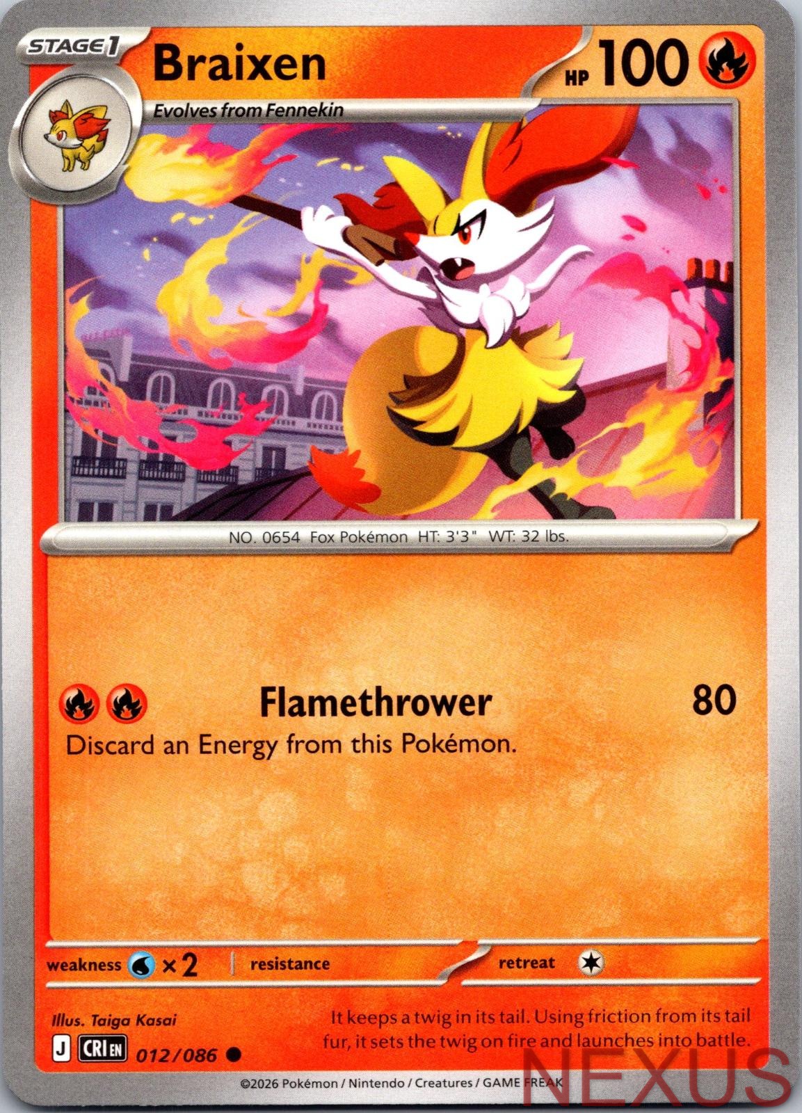 Braixen 012/086 Common Near Mint