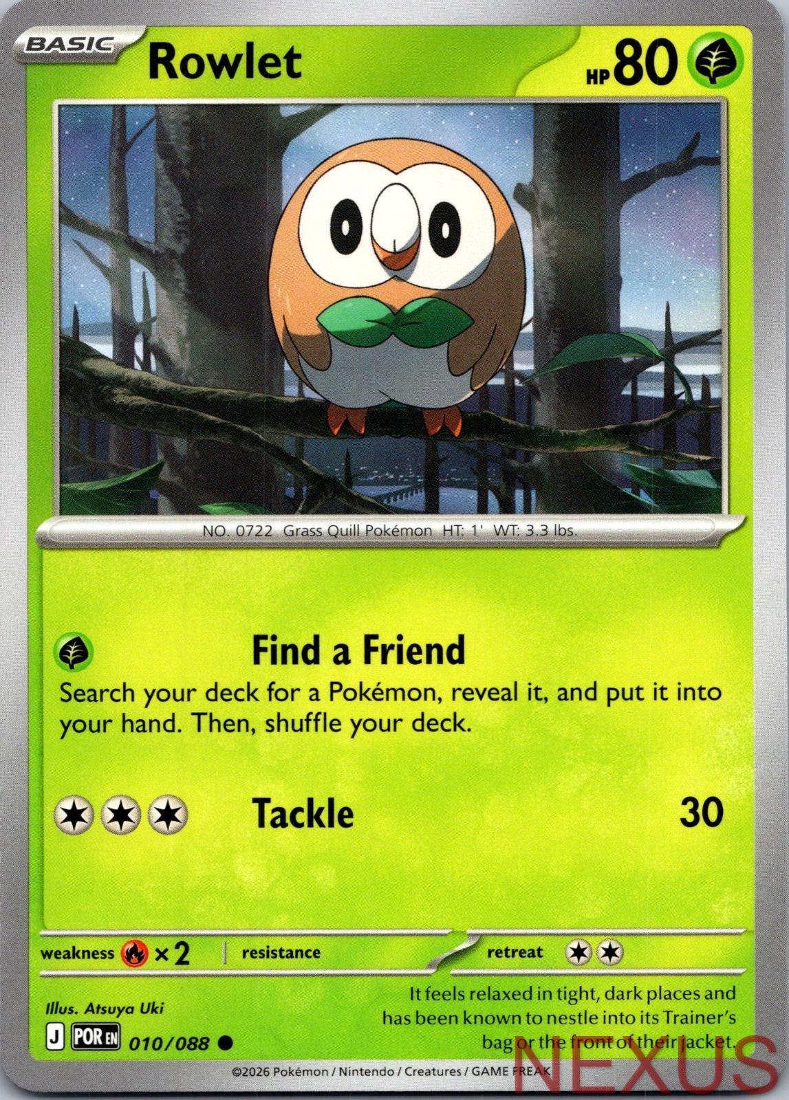 Rowlet 010/088 Common Near Mint