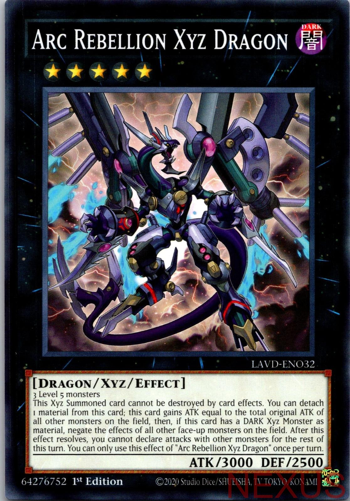 Arc Rebellion Xyz Dragon LAVD-ENO32 Legendary Arc-V Decks 1st Edition NM
