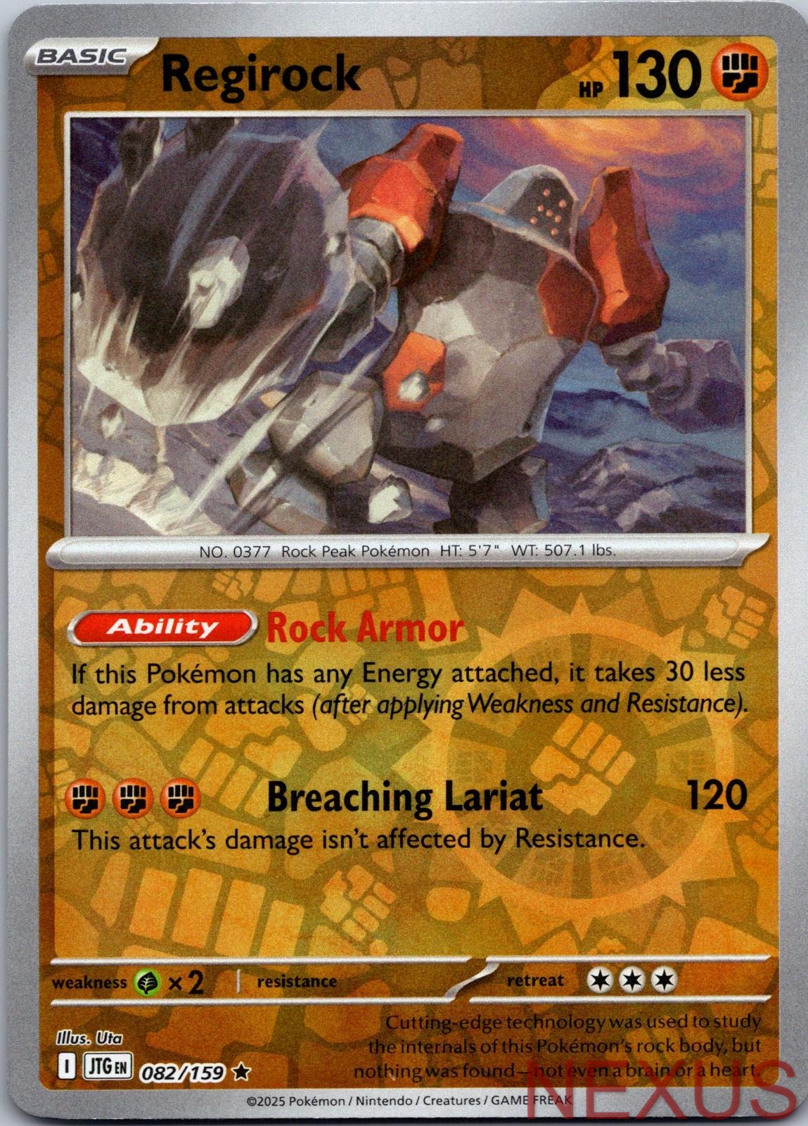 Regirock 082/159 Rare Reverse Holo Near Mint