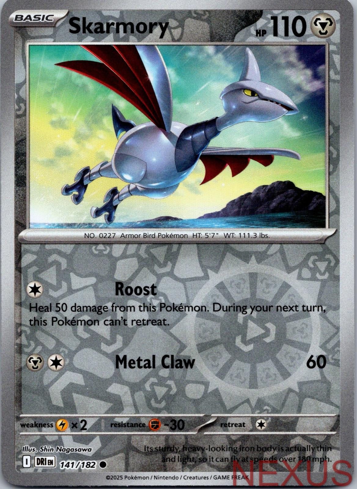 Skarmory 141/182 Common Reverse Holo Near Mint